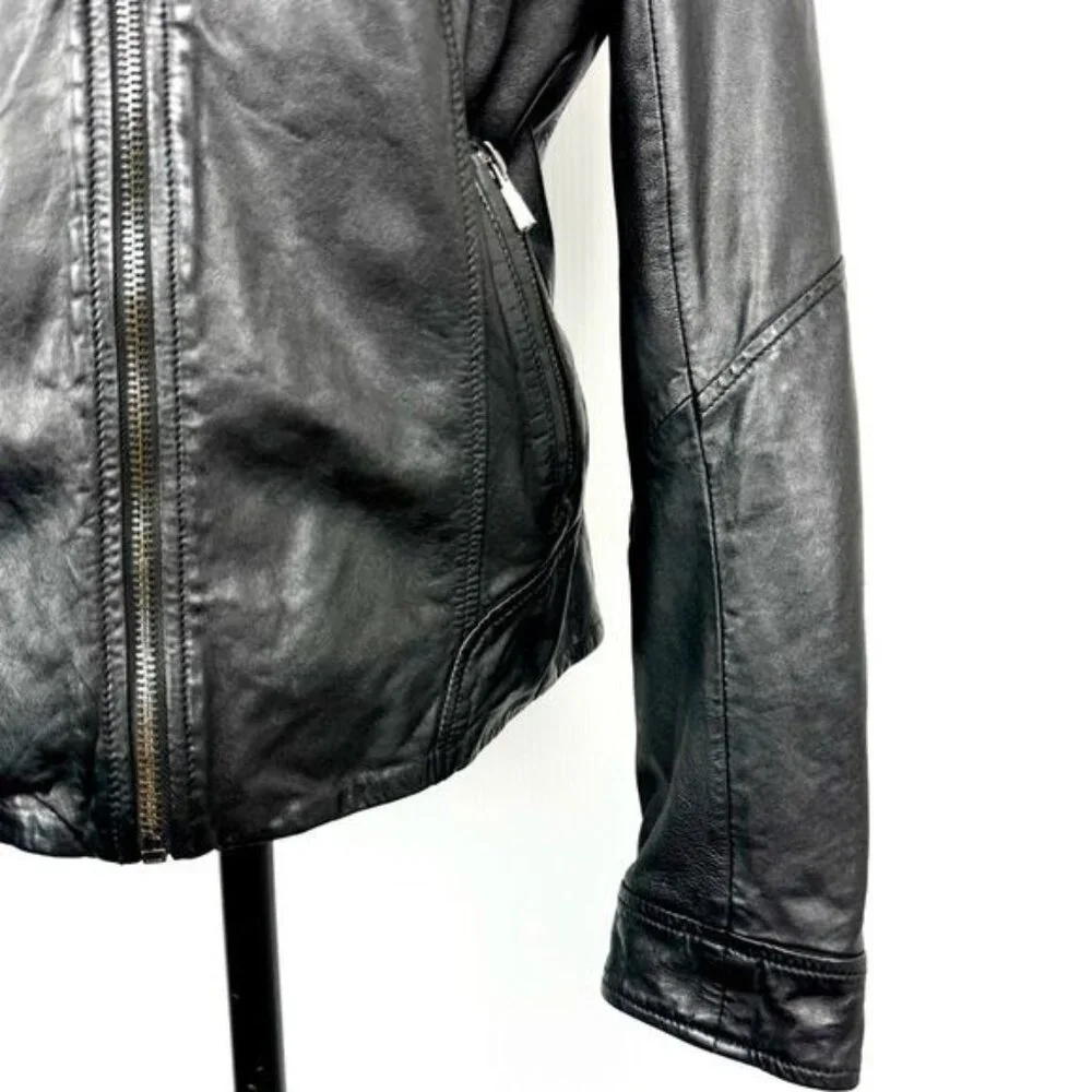 Bod & Christensen Diamond Quilted Shoulder Leather Moto Jacket Large - Picture 5 of 13